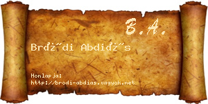 Bródi Abdiás névjegykártya